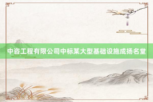 中咨工程有限公司中标某大型基础设施成扬名堂